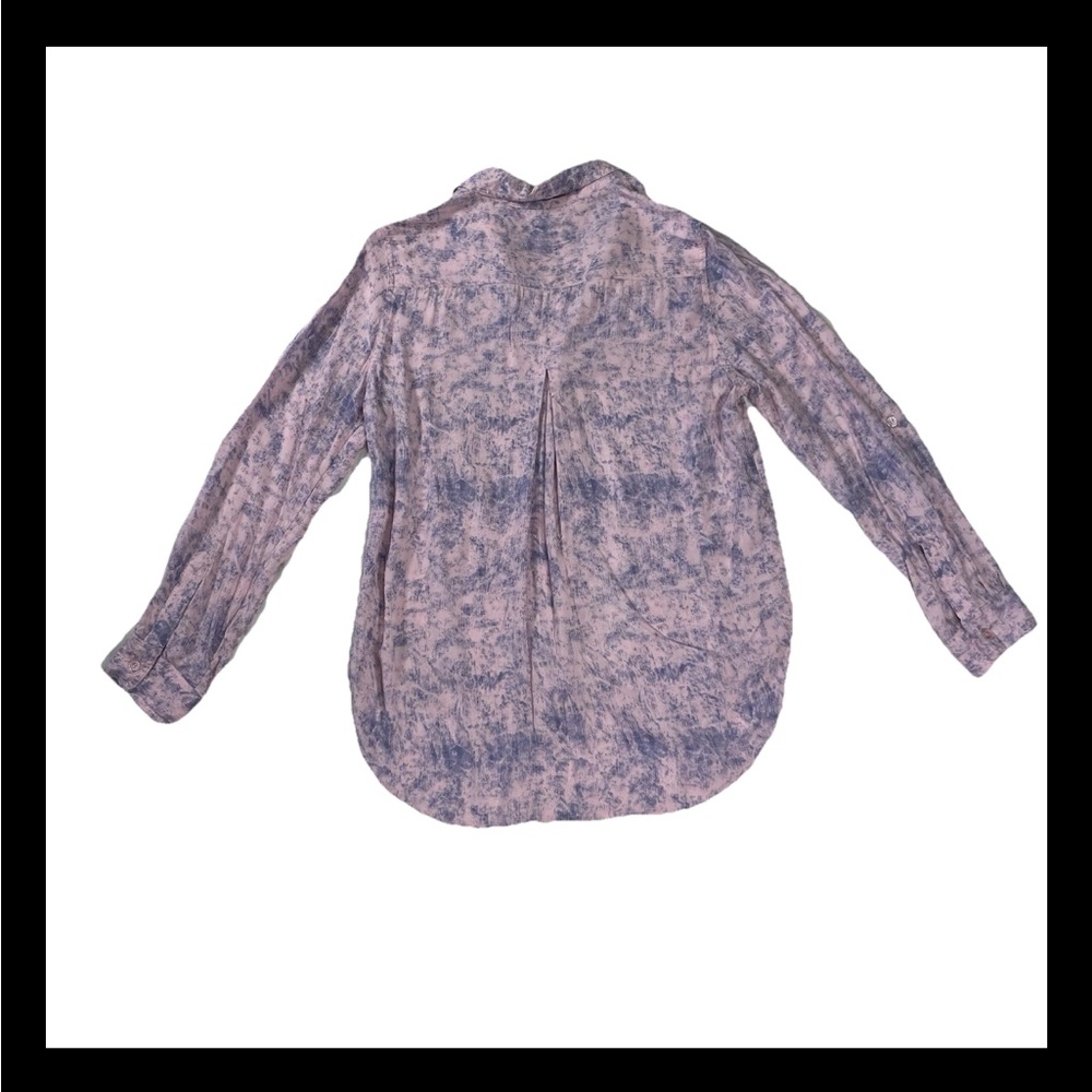 Soft Girl Tie Dye Button Down Blouse Pink Purple Boho Casual Top Small - Picture 4 of 10